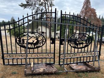 14 FT Wrought Iron Double Gate – Decorative Metal Gate