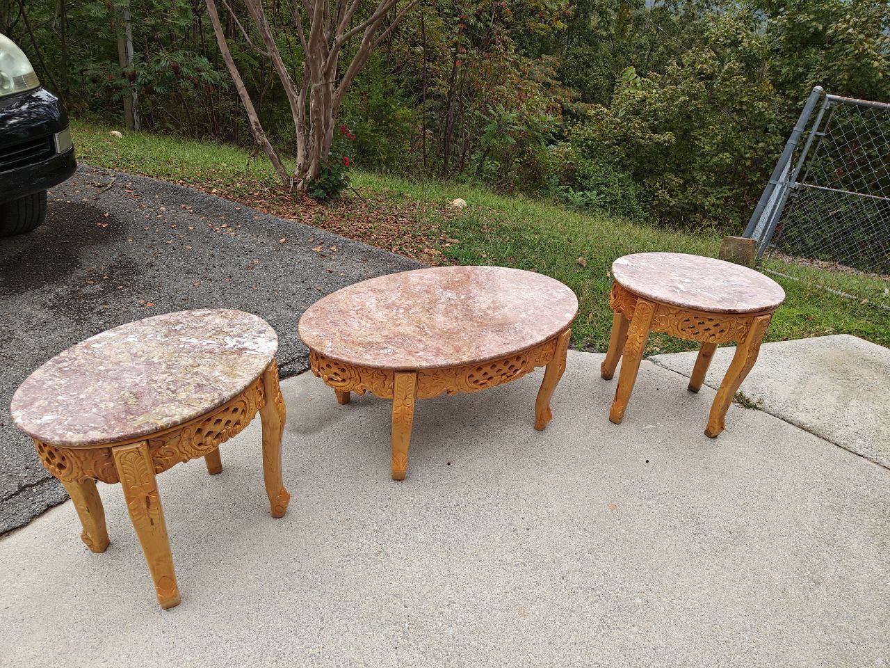 Pink Marble Topped Tables