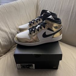Nike Air Jordan 1 Mid Gold New Size GS 5 6 6.5 7y
