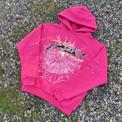 Pink Sp5der Hoodie Size Medium 