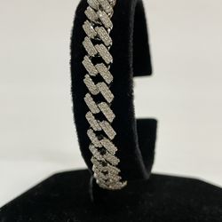 .925 7” Silver Cuban CZ Bracelet 
