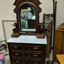 Victorian Walnut Marble Top Dresser