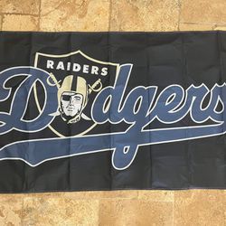 LA Los Angeles Dodgers Las Vegas Raiders 3’x5’ Flag Mancave Garage Banner