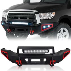 Full Width Front Bumper W/ LED Lights & Winch Plate For 2007-2013 Toyota Tundra