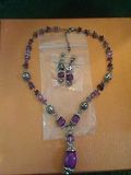 Glass purple,round Pandora type metal balls