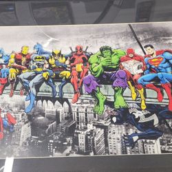 Superheroes Lunch Atop A Skyscraper Professionally framed