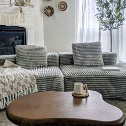 Comfy Gray Corduroy Sofa
