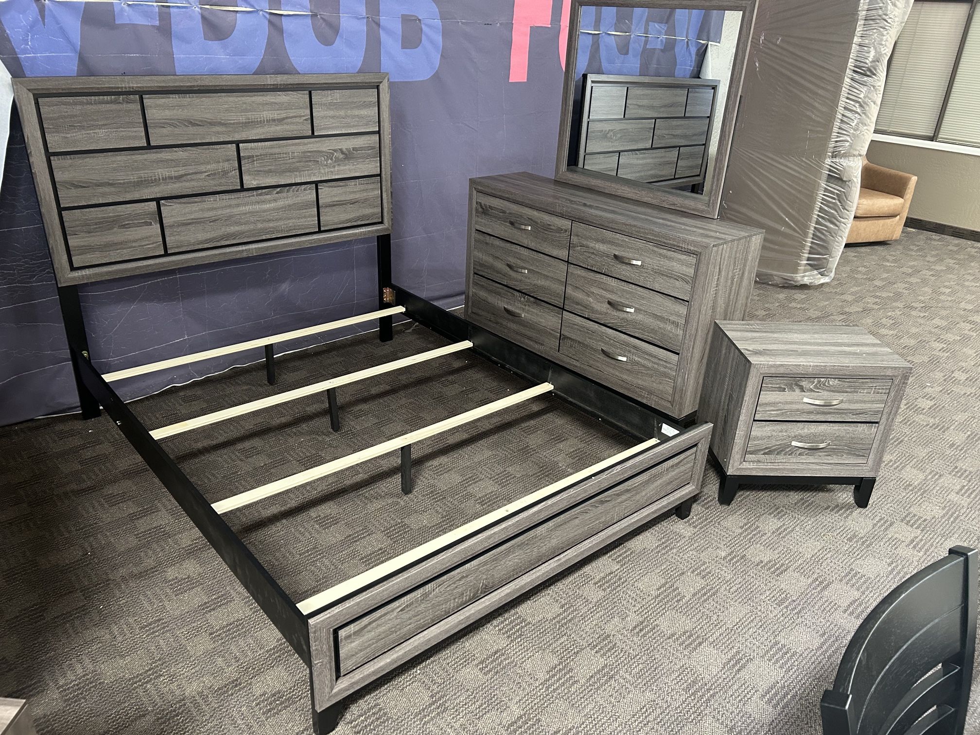 Grey And Black Queen Bed Set