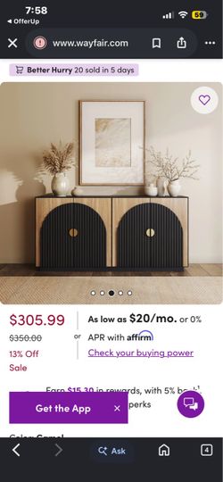 Fluted Buffet Cabinet Symmetrical Arc Accent Sideboard Large Console Table