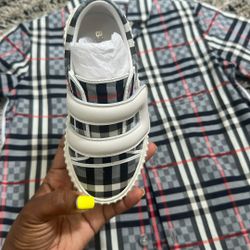 Authentic Burberry Shoes And Shirt 