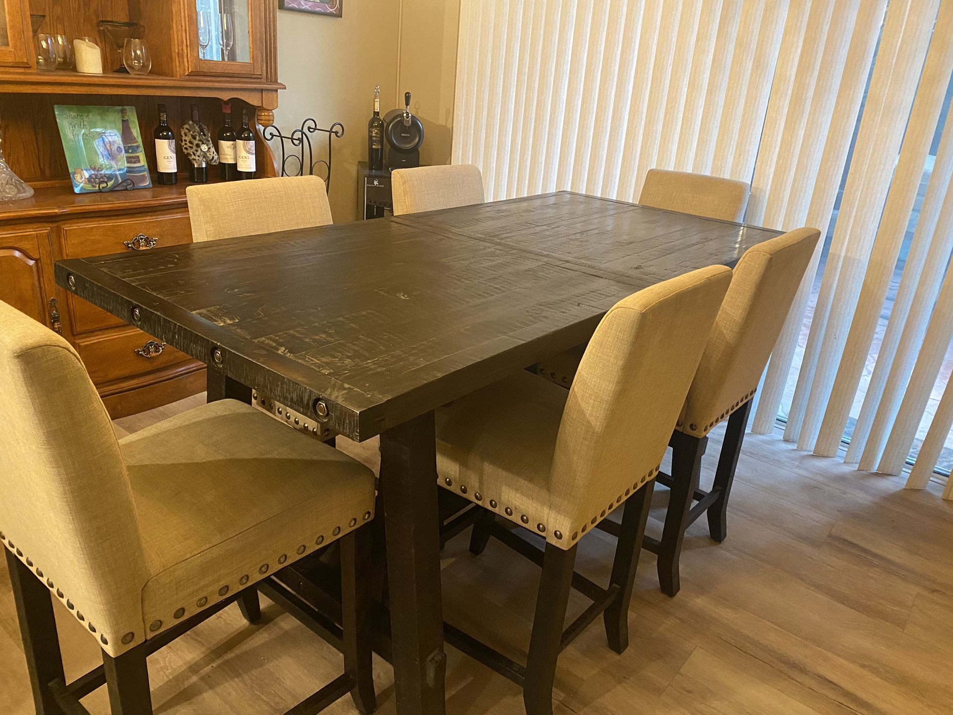 Dining Room Table /counter Height and 6 Chairs
