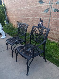 Set Of Two Pieces Heavy Cast Aluminum Ornate Scrollwork  Design Backrest and Seat