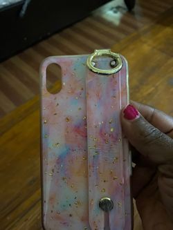 iPhone X pink and gold case