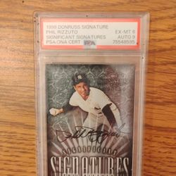 Autograph Phill Rizzutto Baseball Card Graded Grade 6 Signature Grade 9