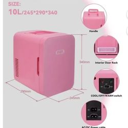✌️ Mini Fridge for Bedroom, Office, Dorm & Car, Portable Small Refrigerator for Skincare, Makeup, Beverage, Drinks, Thermoelectric Cooler & Warmer 