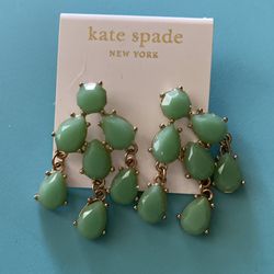 NWT Kate Space - Chandelier Earrings, AQUA WATER SEA TRANSLUCENT OCEAN GREEN