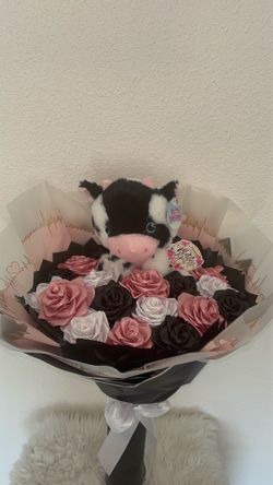 Cow Moo plush ribbon rose’s Mother’s Day