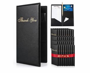 Potchen 40 Pcs Server Books, Waiter Check Presenters, Guest Check Holder Waitress Book with Receipt Holder for Restaurants Waitress Bars Hotels Cafe,