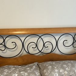 Solid wood & Wrought Iron Headboard 