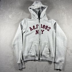 Abercrombie Fitch Women’s M Gray Hoodie Sweatshirt Distressed 1892 Y2K #291