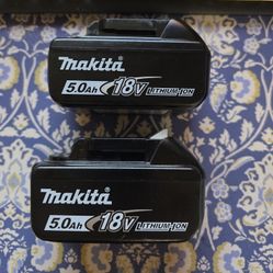 2 Makita 5.0 Batteries 