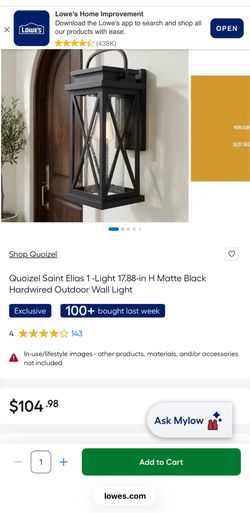 Quoizel Saint Elias 1 -Light 17.88-in H Matte Black Hardwired Outdoor Wall Light