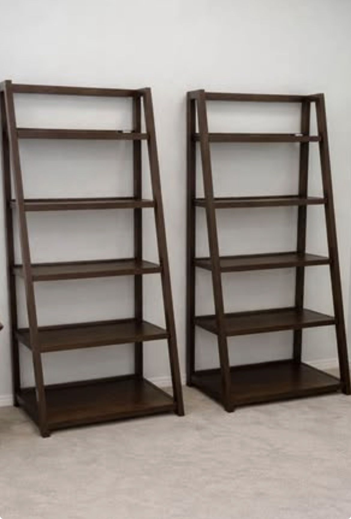 Wooden Ladder Shelf Leaning Bookcase