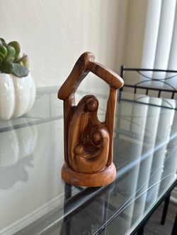 Hand-Carved Olive Wood Holy Family Nativity Figurine
