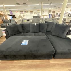 New All Black Super Comfy Sectional Sofa Couch Ottoman Extra 