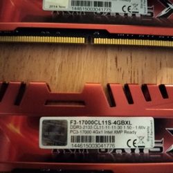 Selling a matched pair of G.SKILL Ripjaws X DDR3 RAM sticks.
• 8GB total (2x4GB)
• DDR3 2133MHz (PC3-17000)
• CL11 timings
• Intel XMP Ready
• Model: 