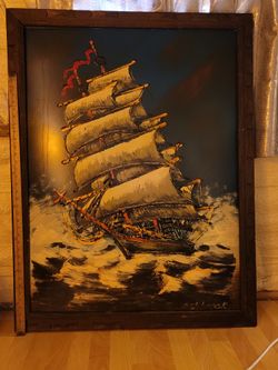 Large Ship Art Antique