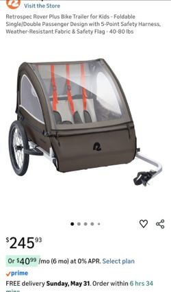 Retrospec Rover Plus Bike Trailer for Kids - Like New - Double/Single - Foldable