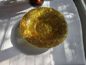 Gold Decorative Bowl with Swirl Pattern