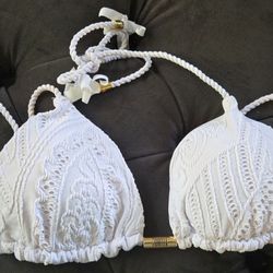 Lace Triangle Bikini Top Only White
Fiorella
Size M
New 
