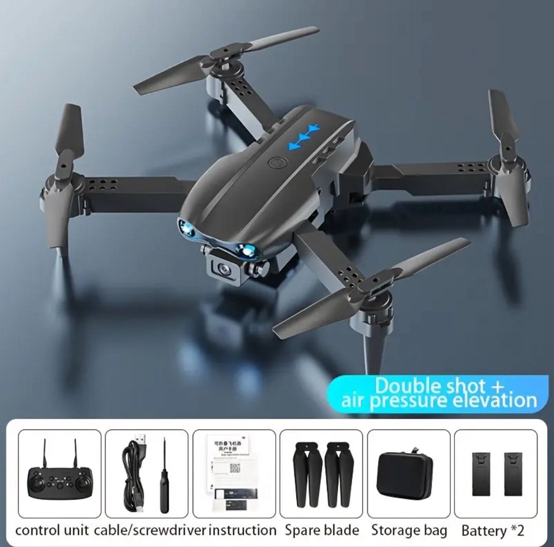 New Drone: E99pro HD Dual Camera, Folding Quadcopter, 30 Min Flight, 2 x 1800mAh Batteries
