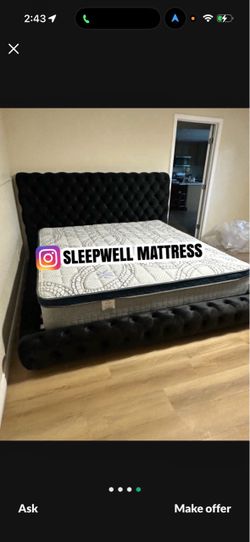King bed frame with mattress