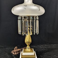 Circa 1830 Aimé Argand French Glass & Marble Astral Lamp Two Tier Marble Base