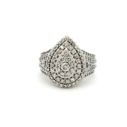Ladies 2ctw Diamond Cluster 10k White Gold Ring Size 9 11056106