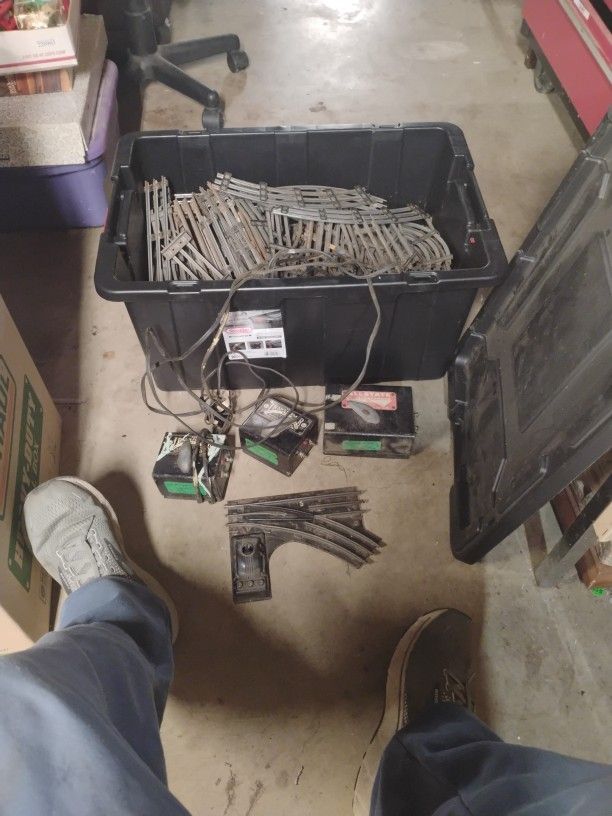 Over 60 Pieces Ho Railroad Track With Three Transformers And Switching Tracks