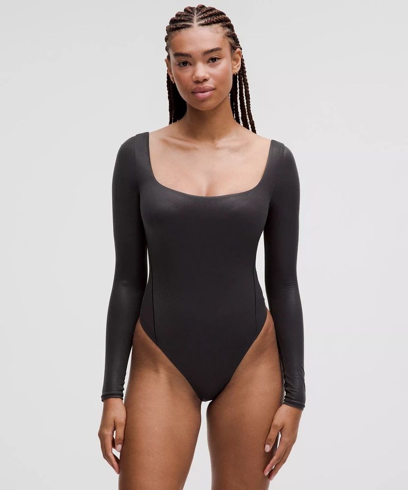Lululemon Wundermost Ultra-Soft Nulu Square-Neck Long-Sleeve Bodysuit *Shine Size Small NWT