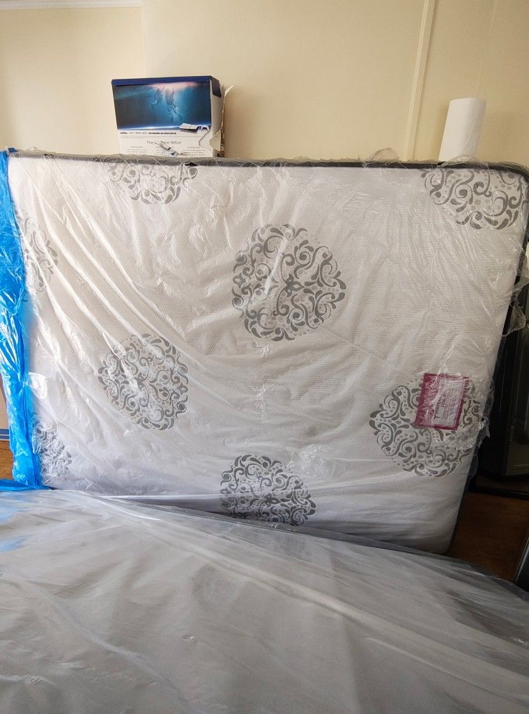 Queen Mattress And Box Spring In Plastic! 