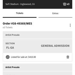 4/1 Kanye West GA Floor
