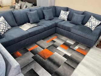 BLUE L-SHAPED SECTIONAL