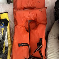 Pair Of Life Jackets Light Preservers Boat Jet Ski