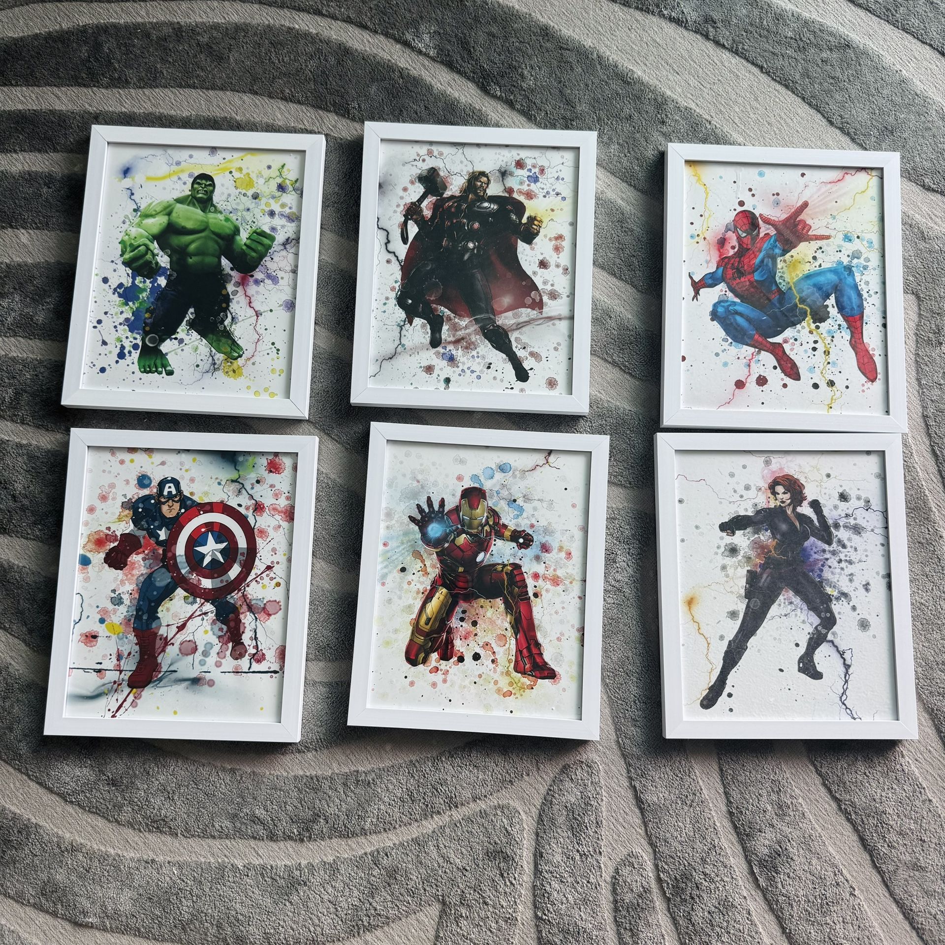 Set Of 6 Marvel Superhero Art Framed 8x10