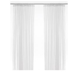 8 sheer curtains, white with rod pockets Size for one 110x98