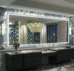Front & Back LED Anti-Fog Tempered Glass Bathroom/Vanity Mirror 110” x 40” - Basics by Wayfair™