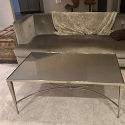 Silver Coffee Table With Aged Mirror Top