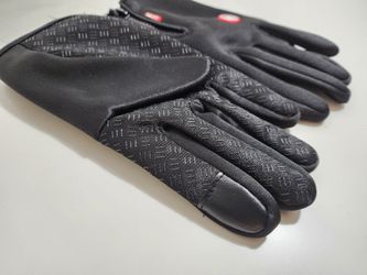Black Gloves For Men Waterproof Windproof Cold Gloves Snowboard Motorcycle Riding Driving Warm Touchscreen Zipper Glove, Large