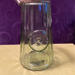 8.5” Light Green Glass Vase With Rope Handle